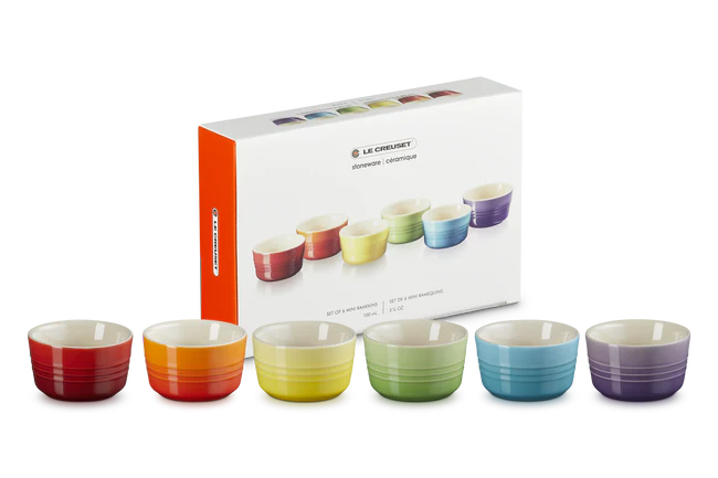 Stoneware Rainbow Set of 6 Mini Ramekins
