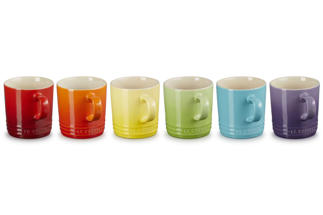 Stoneware Rainbow Set of 6 Espresso Mugs