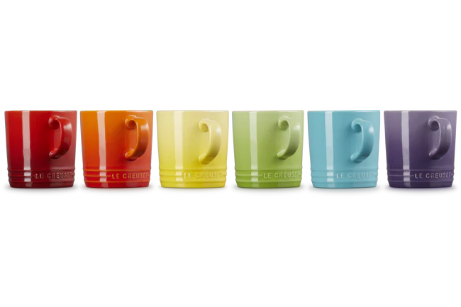 Stoneware Rainbow Set of 6 Espresso Mugs
