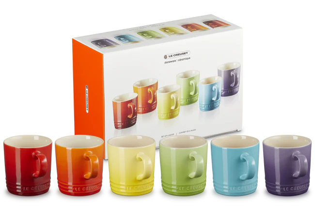Stoneware Rainbow Set of 6 Seattle 400ml Mugs