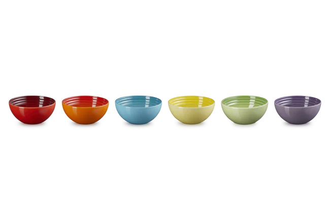 Stoneware Rainbow Set of 6 Snack Bowls