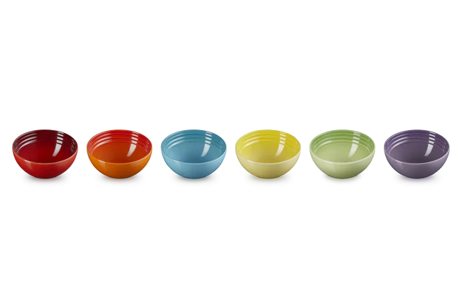 Stoneware Rainbow Set of 6 Snack Bowls