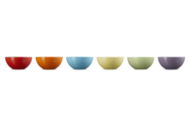 Stoneware Rainbow Set of 6 Snack Bowls