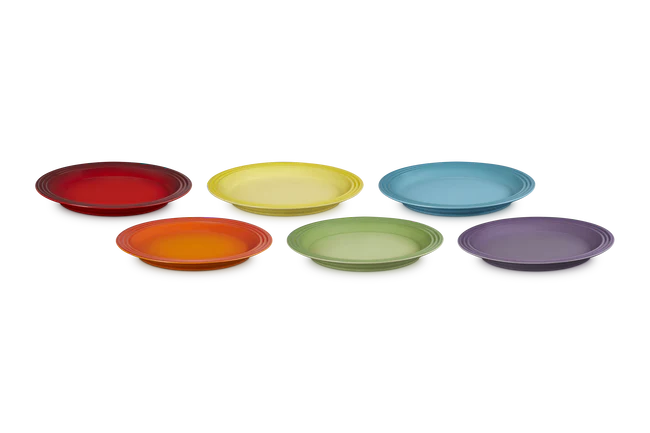 Stoneware Rainbow Set of 6 Dinner Plates