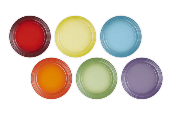 Stoneware Rainbow Set of 6 Dinner Plates