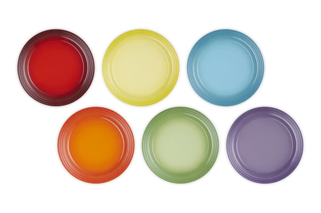 Stoneware Rainbow Set of 6 Dinner Plates
